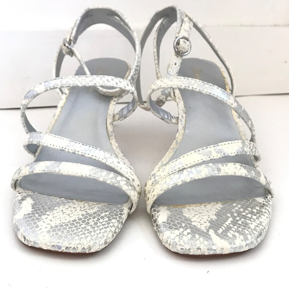 ESSEX LANE Madalie Snake Skin Leather Heeled Sandals Disco Lizard Heels Size 8 - Picture 8 of 16